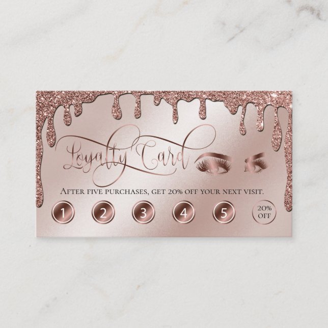 Visite Carte de fidélité Gold Maquillage de goutte de bea (Devant)