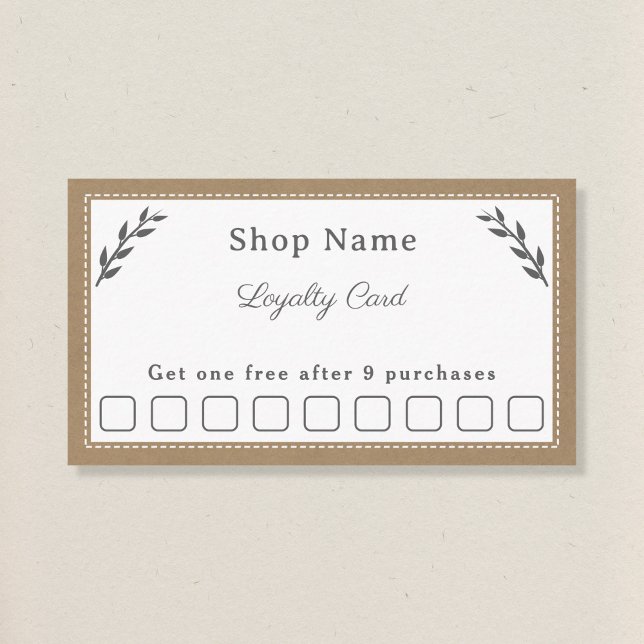 Visite Carte de fidélité Gray, Kraft et Rustique (Gray, Kraft & Rustic Loyalty Card)