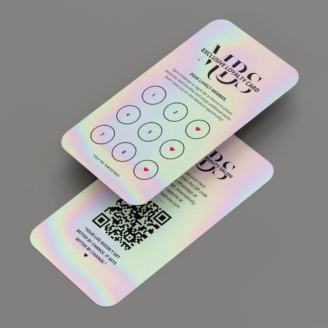 Visite Carte de fidélité Hologramme moderne (Modern Monogram Holographic Loyalty Card
)