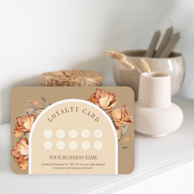 Visite Carte de fidélité Logo Personnalisé Retro Arch Ros (Custom Logo Retro Arch Rose Discount Loyalty Card)