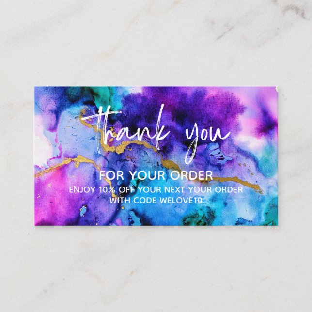 Visite Carte de fidélité Merci Gold Blue Purple 2 (Devant)