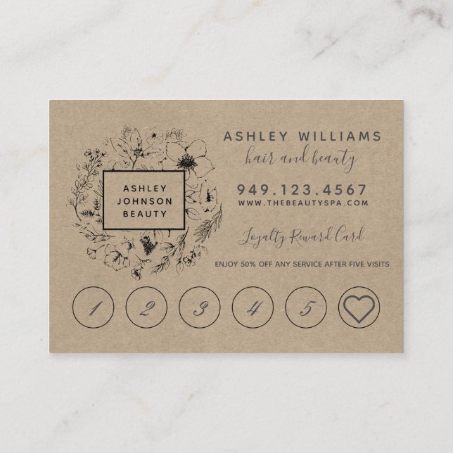 Visite Carte de fidélité moderne Kraft Salon Botanique (Dos)