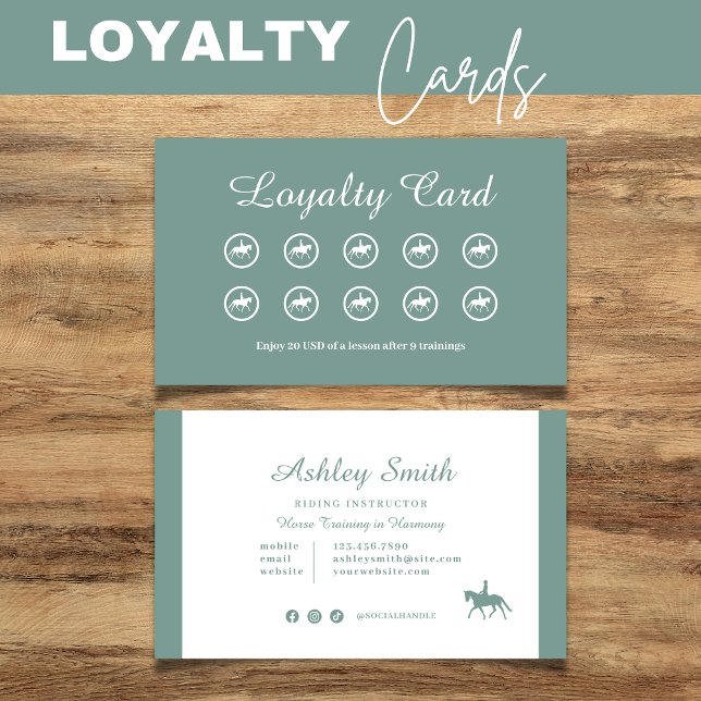 Visite Carte de fidélité Moderne Trendy Horse Training (Modern Trendy Horse Training Loyalty Card Modern Green)
