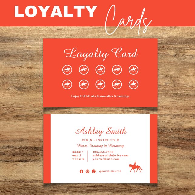 Visite Carte de fidélité Moderne Trendy Horse Training (Modern Trendy Horse Training Loyalty Card Orange)