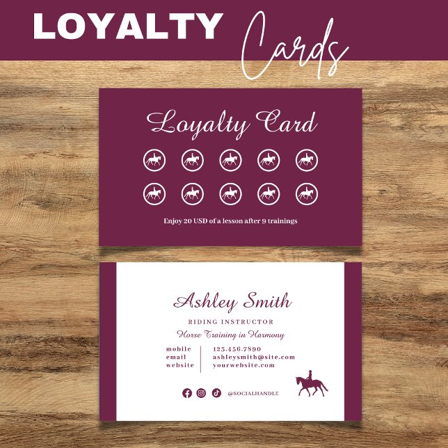 Visite Carte de fidélité Moderne Trendy Horse Training (Modern Trendy Horse Training Loyalty Card Purple)