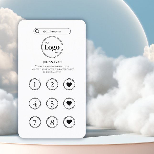 Visite Carte de fidélité moderne White Instagram inspirée (Créateur téléchargé)
