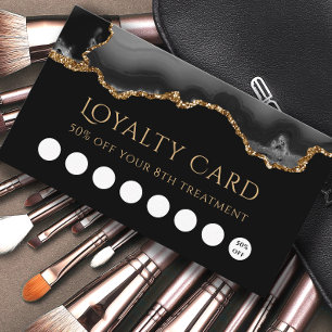 Visite carte de fidélité noir et or agate