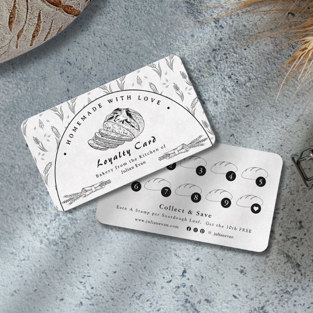 Visite Carte de Fidélité Pain au Levain Fait Maison Moder (Modern Clean Homemade Sourdough Loyalty Card)