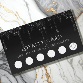 Visite carte de fidélité parties scintillant noire