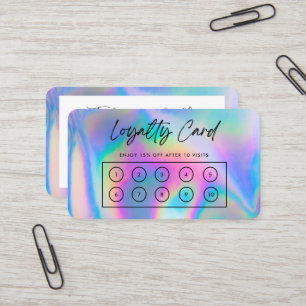 Visite Carte de fidélité personnalisée Faux Holographique