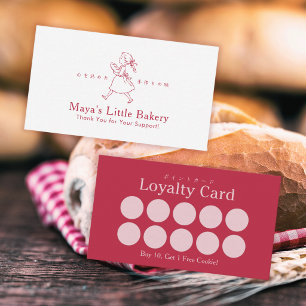 Visite Carte de fidélité pour boulangerie vintage rouge L