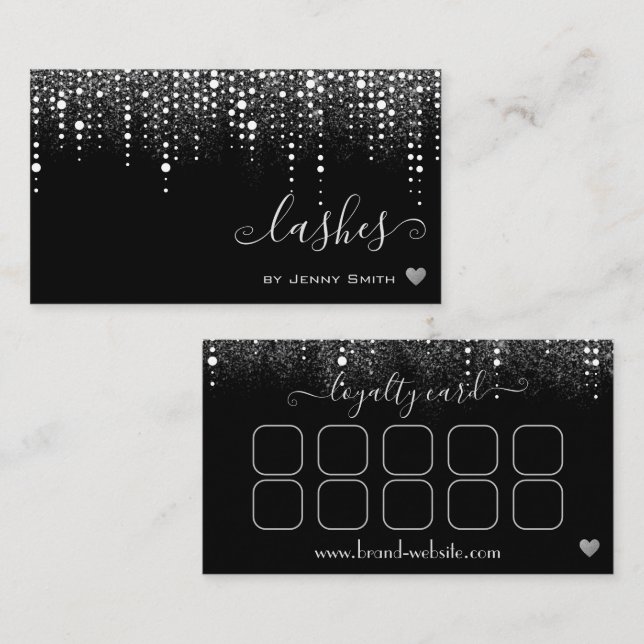 Visite Carte de fidélité Pretty Drips Argent Paillettes P (Devant / Derrière)