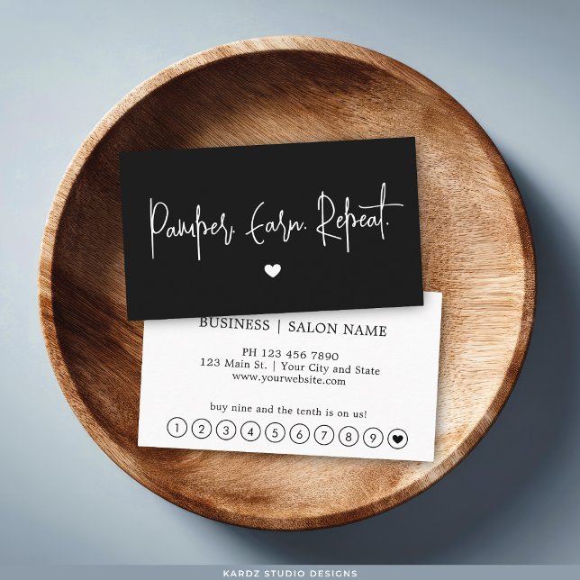 Visite Carte de Fidélité Professionnelle Écriture Moderne (Customize rewards card with a name, contact, and promotion details.)