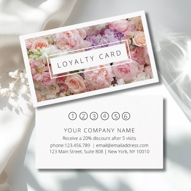 Visite Carte de fidélité QR Code Floral Moderne 5 (Modern Floral QR Code 5 Loyalty Card)