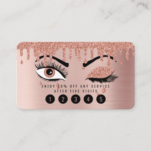Visite Carte de fidélité rose Pink Gold Eyelashes Parties (Devant)