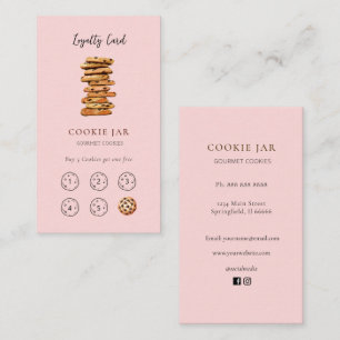Visite Carte de fidélité rose pour la boutique de biscuit