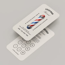 Carte de fidélité rouge blanc bleu Pôle de barbier
