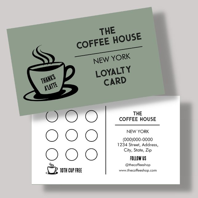 Visite Carte de fidélité Sage Green Coffee Shop (Créateur téléchargé)