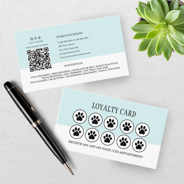 Visite Carte de fidélité sarcelle Toilettage pour chiens  (Créateur téléchargé)