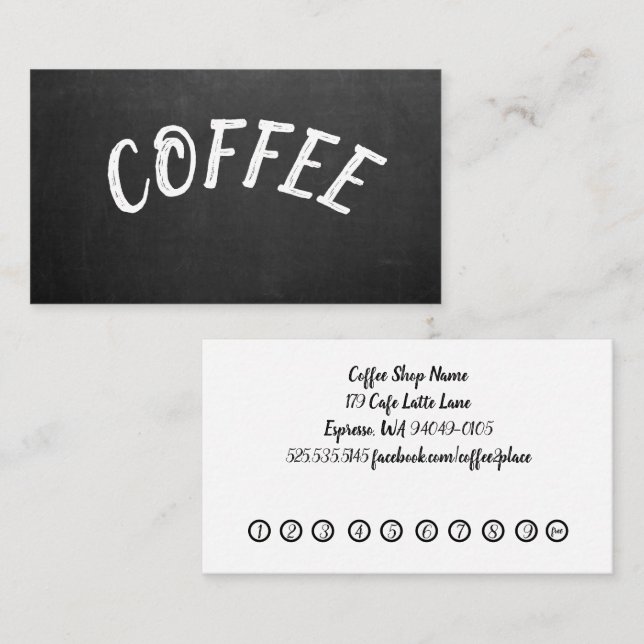 Visite Carte de fidélité simple professionnelle pour café (Devant / Derrière)
