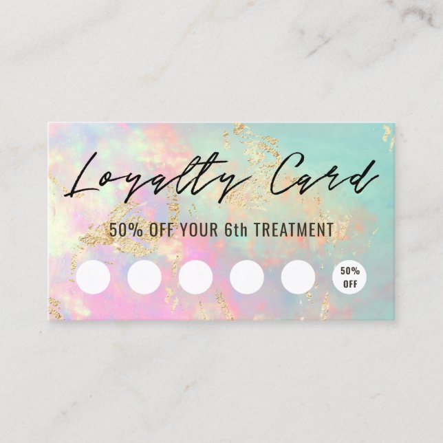 Visite carte de fidélité texture opale délicate (Devant)