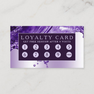 Visite Carte de fidélité violet en métal liquide