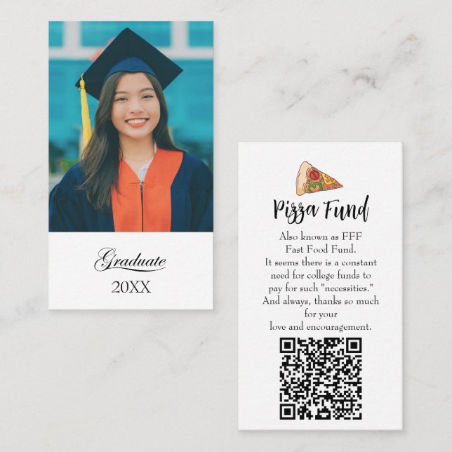 Visite Carte de fonds "Pizza" pour la remise des diplômes (Devant / Derrière)