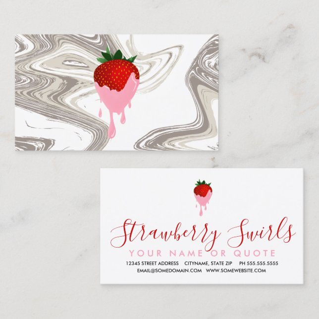 Visite carte de fraises au chocolat fraises en spirale (Devant / Derrière)