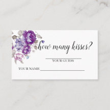 Carte de jeu Combien de baisers Fleurs Violettes