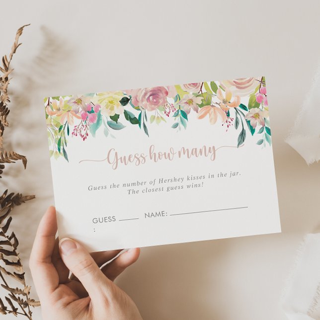 Visite Carte de jeu Floral Rose Gold Devinez combien (Créateur téléchargé)