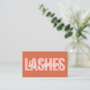 Visite Carte de lash artist BOHO gras fond orange brûlé
