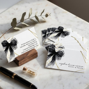 Visite Carte de luxe de marque Script Black Bow Gold