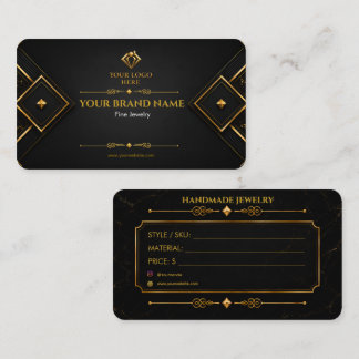 Visite Carte de luxe noire et or pour bijoux géométriques
