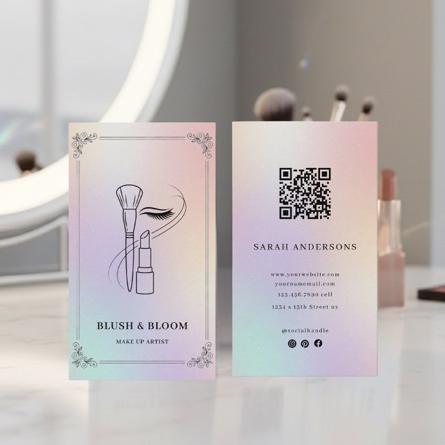 Visite Carte de maquilleuse holographique avec code QR (Créateur téléchargé)