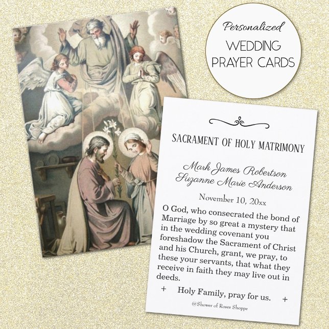 Visite Carte de mariage catholique traditionnelle Holy Ca (Traditional Catholic Wedding Personalized Prayer Cards)