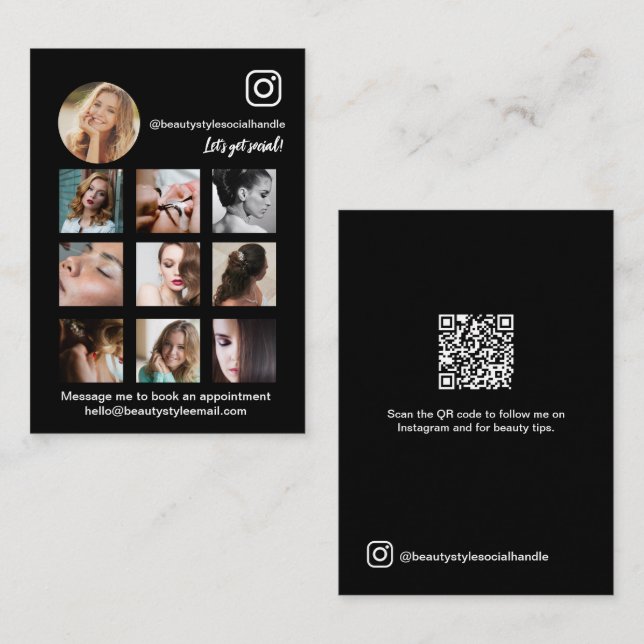 Visite Carte de médias sociaux moderne avec code QR (Devant / Derrière)