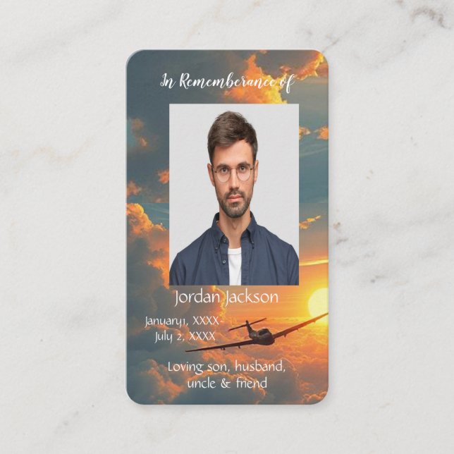 Visite Carte de mémoire commémorative pour pilote d'avion (Devant)