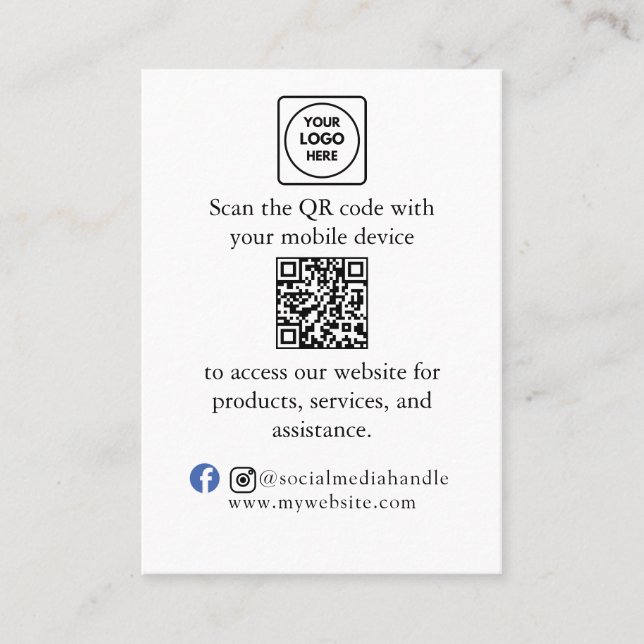 Visite Carte de menu de branding d'entreprise avec code Q (Devant)