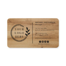 Carte de menuiserie avec logo en bois et QR code p