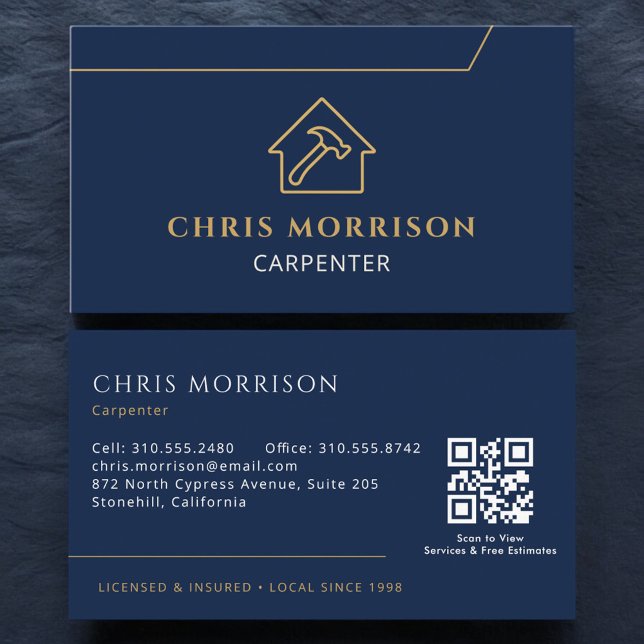 Visite Carte de menuisier moderne avec QR Code (Créateur téléchargé)