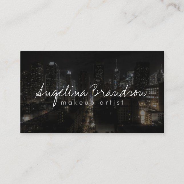 Visite Carte de mode Maquillage Artiste Nuit Ville Photo (Devant)