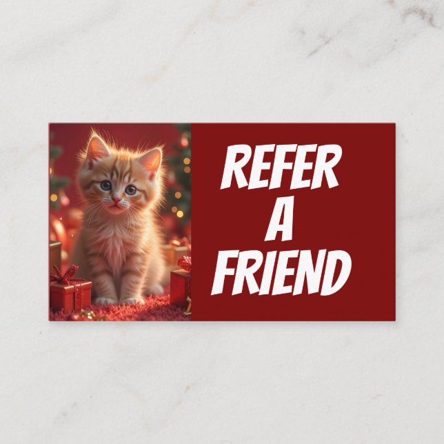 VISITE CARTE DE NOËL CHAT POUR RECOMMENDER UN AMI (Devant)