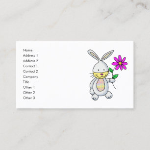 Visite Carte de nom de la fleur de lapin de dessin mignon