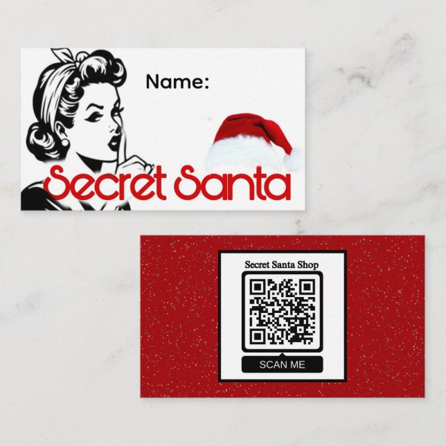 Visite Carte de nom de Père Noël secret (Devant / Derrière)