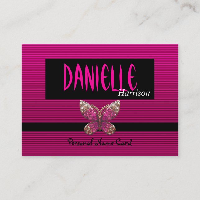 Visite Carte de nom personnelle de profil Papillon Rose C (Devant)