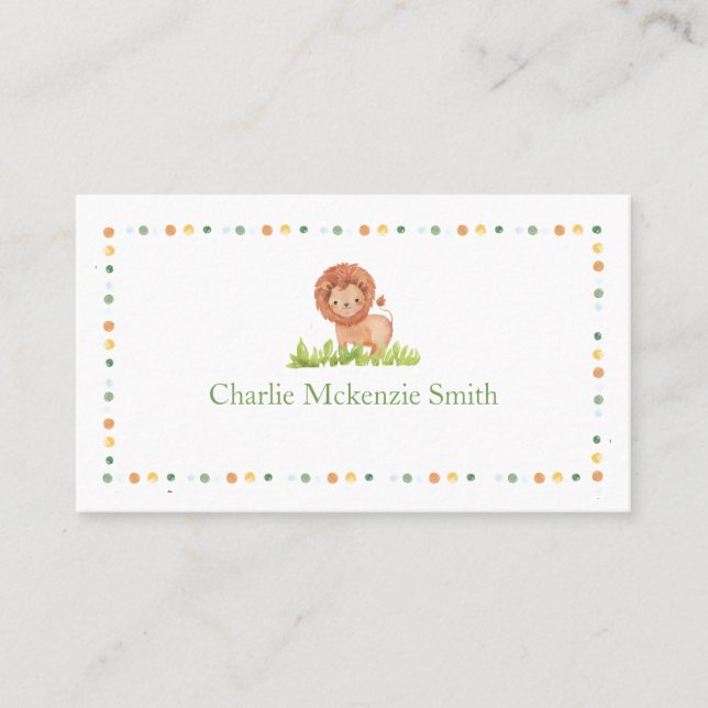 Visite Carte de nom pour enfants (Lion) (Devant)