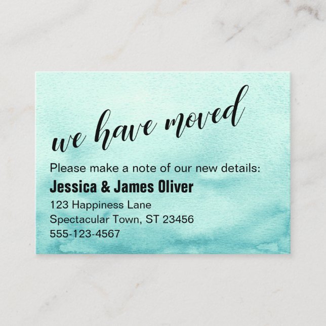 Visite Carte de notification Ombre sarcelle Aquarelle (Devant)