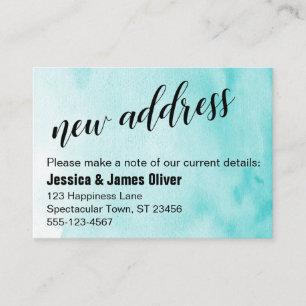 Visite Carte de nouveau adresse Aqua Ombre aquarelle
