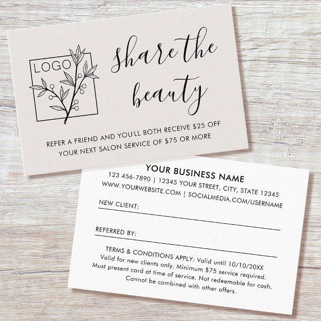 Visite Carte de parrainage Logo Moderne Blanc cassé (Créateur téléchargé)