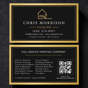 Visite Carte de peintre en bâtiment Code QR Métal Or